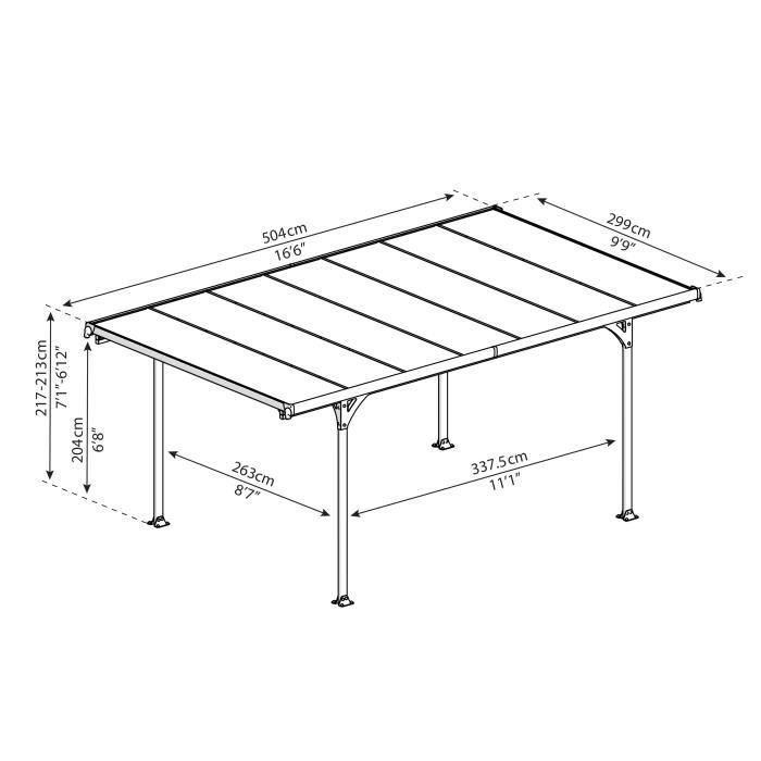 Verona 5000 Aluminium-Carport – Chalet & Garten – Grau – Doppelwandiges Polycarbonat – Langlebig