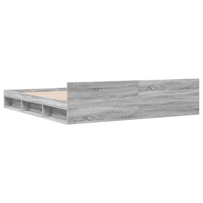 Cama de madera gris de 200 x 200 cm - Estable y duradera - Estructura con cajones - Colchón no incluido - Sonoma gris 200x200 cm