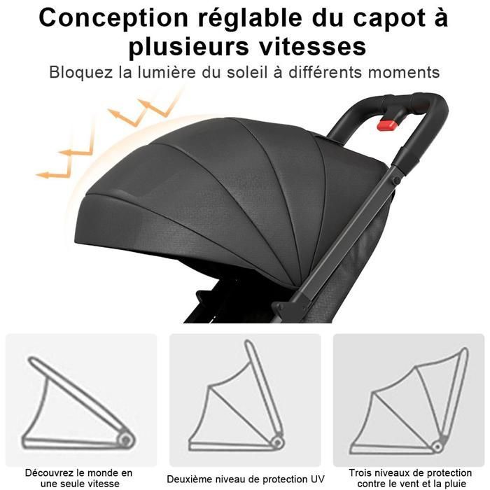 Cochecito combinado 2 en 1 MIPAN - Negro - Cochecito multiasiento - Plegable + reclinable - Cochecito compacto de 0 a 15 kg