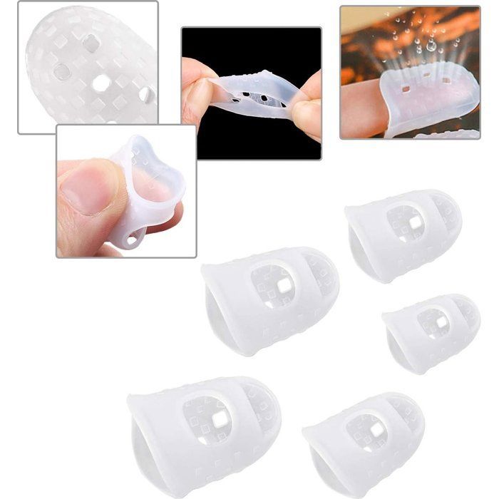 Protectores de dedos para guitarra - 40 protectores de silicona para guitarra, ukelele, bajo, costura y bordado (5 tamaños)
