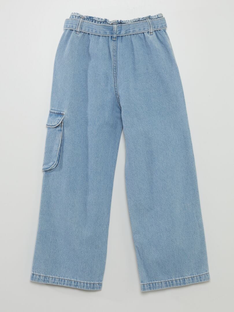 Spijkerbroek met wijde pijpen en klepzakken - BLAUW