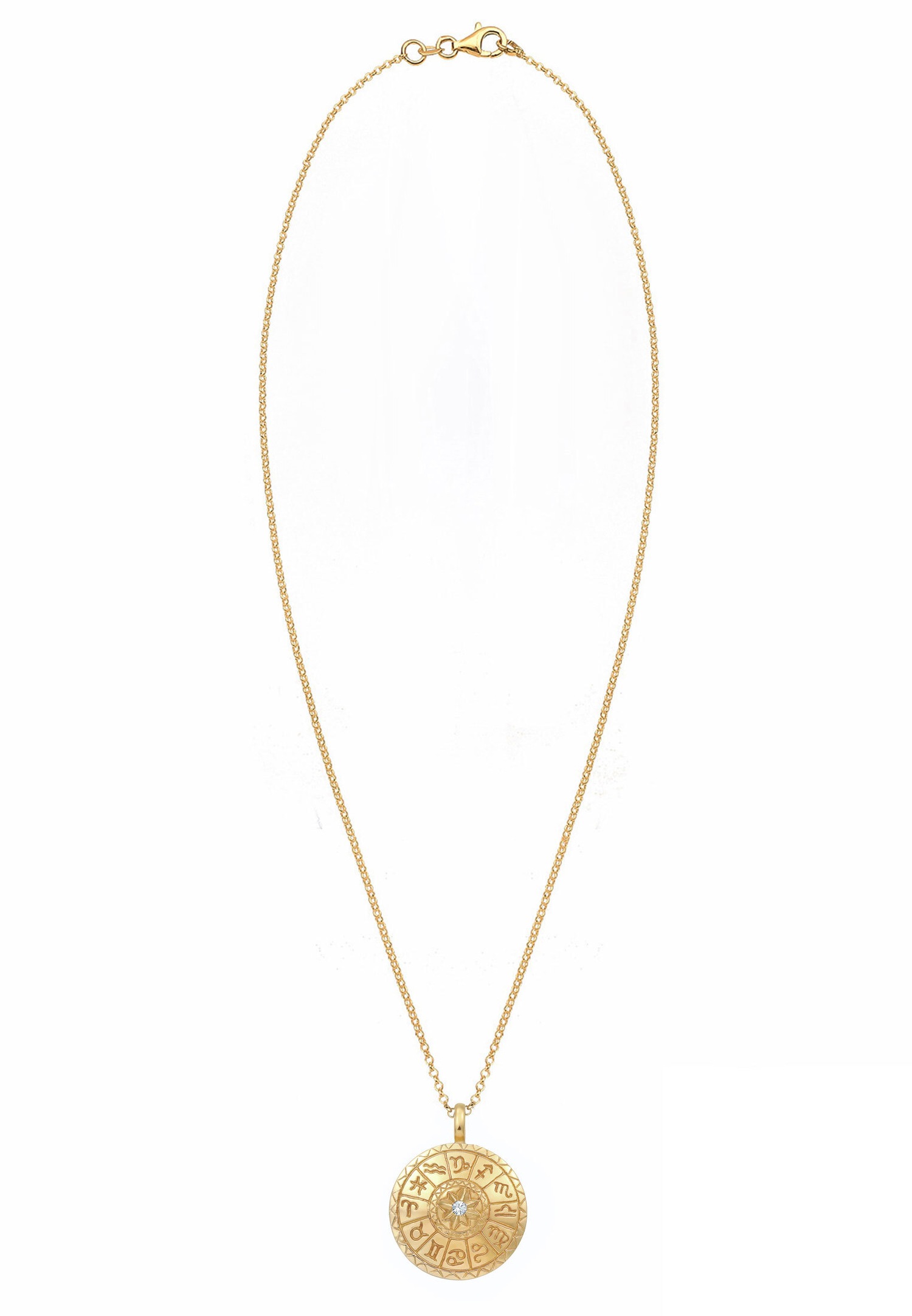 Elli Femmes Signe du zodiaque Astro avec cristaux en argent sterling 925 plaqué or
