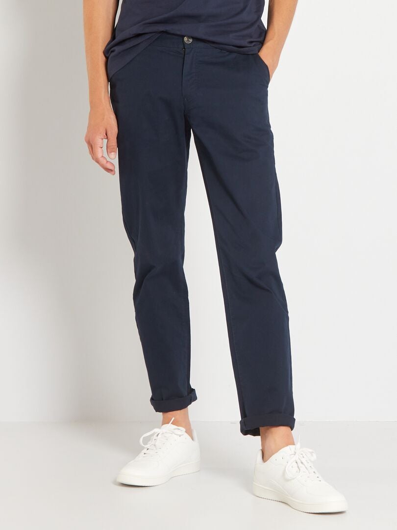 Calça chino de algodão elástico tamanho L34 - azul