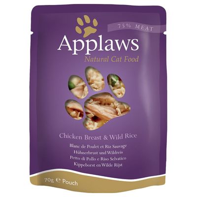 12 bustine da 70 g di cibo umido per gatti adulti Applaws in brodo - 9 + 3 in omaggio!*