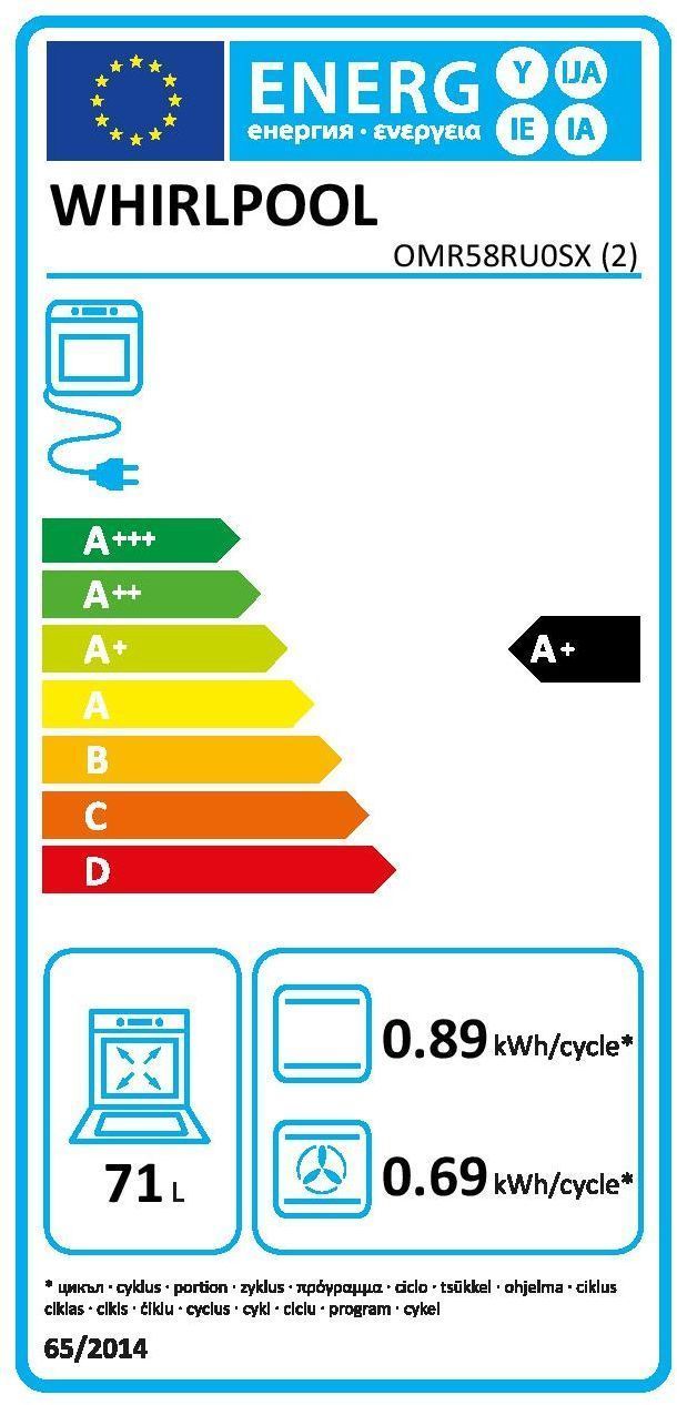 Inbouwoven - Pyrolyse + Hydrolyse - Multifunctioneel koken met ventilator - WHIRLPOOL - OMR58RU0SX - Roestvrij staal - Koele deur