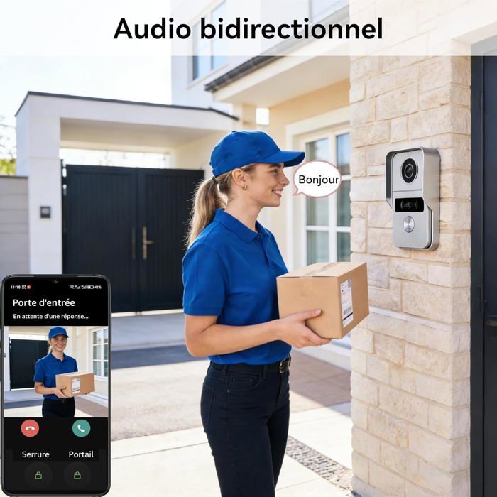 Kit videocitofono cablato a 2 fili con schermo da 7