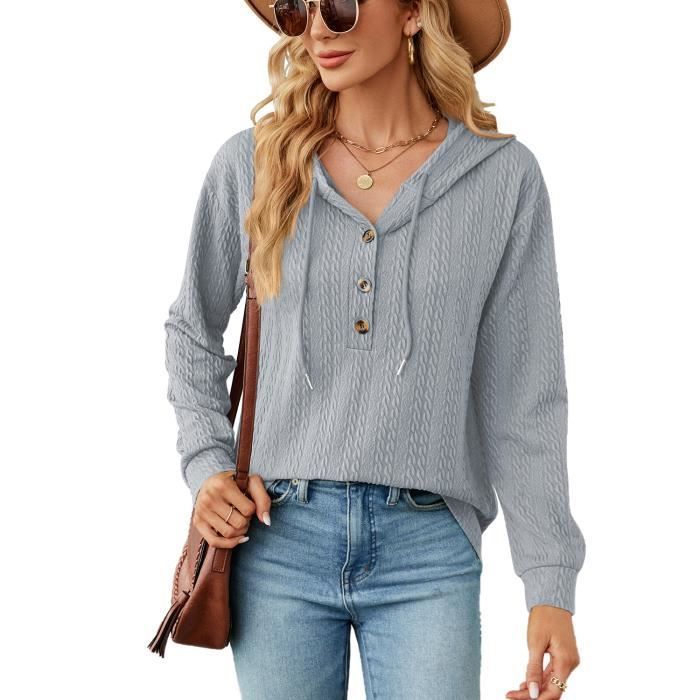Sudadera con capucha para mujer INSFITY - Media temporada - Manga larga - Gris azulado
