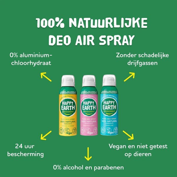 „Happy Earth“ 100 % natūralus „Air Jasmine Ho“ medienos dezodorantas, 100 ml
