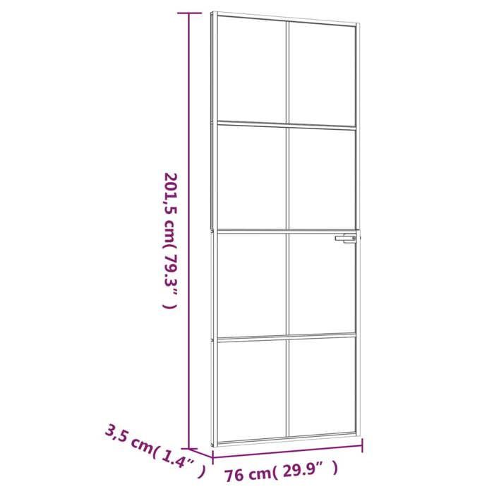 vidaXL Porte d'intérieur Noir 76x201,5 cm Trempé verre aluminium fin 153662