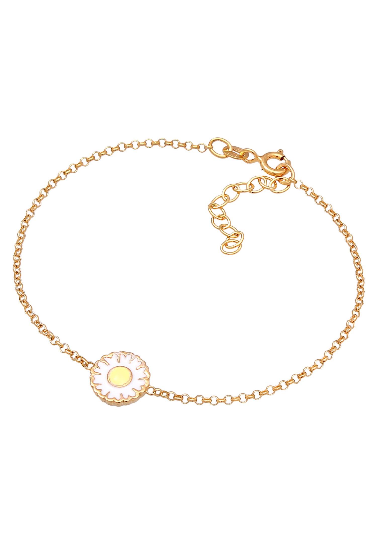 Elli Femmes Pendentif Marguerite été avec émail en argent sterling 925 plaqué or