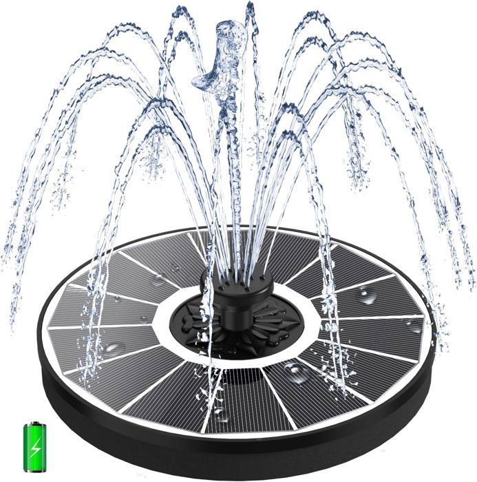 Fuente solar de 3,5 W con batería de 2000 mAh, bomba de fuente solar flotante para exteriores mejorada de 2025, estanque solar con 8 boquillas.