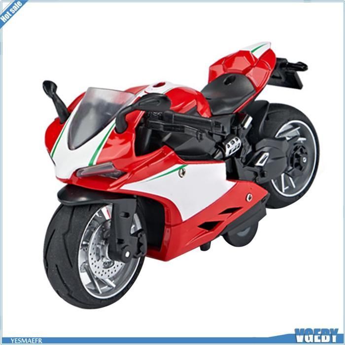 Modelo de motocicleta de juguete Ashata, escala 1:14, motocicleta de juguete de aleación de plástico con mecanismo de retroceso, sonido y juegos de actividades, color rojo.