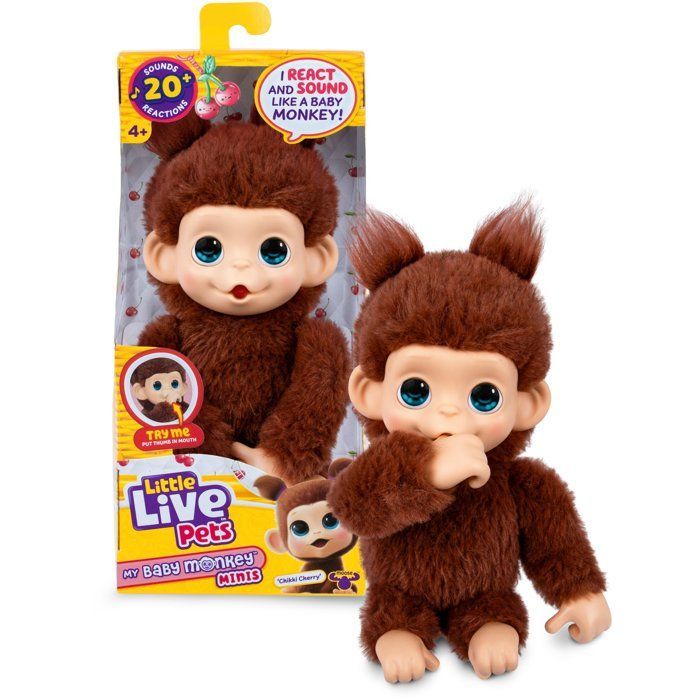 Peluche - LITTLE LIVE PETS - Mon bébé singe mini - Marron - Dès 4 ans