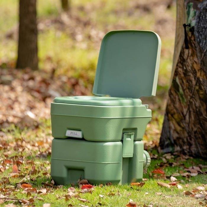 Inodoro químico portátil COSTWAY - Inodoro seco de HDPE de 20 L para autocaravanas, caravanas y hospitales - Carga máxima: 100 kg - Verde