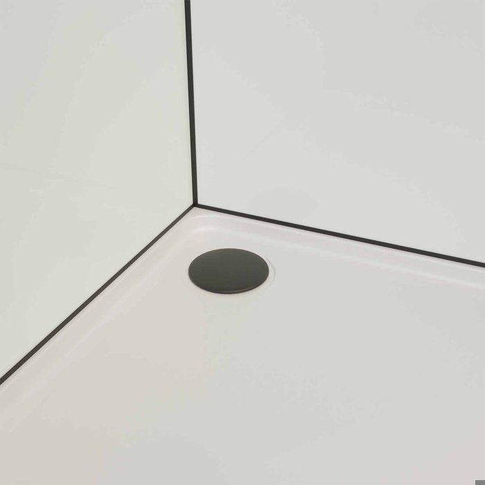 Mampara de ducha cuadrada de 80x80x200 cm - Puerta abatible - Panel trasero blanco y perfiles en negro mate