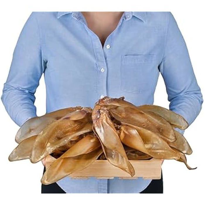 Lot de 10 oreilles de bœuf naturelles avec coquillage pour chien - Renforcement de la santé et de l'hygiène buccale de votre chien