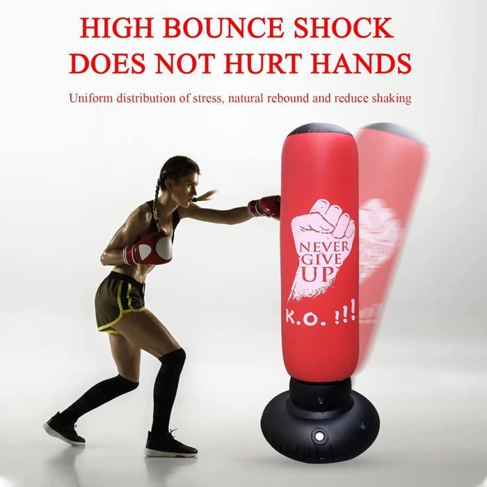 160cm Inflatable Boxing Bag on Stand - Freestanding Punching Ball for Fitness and Training - For Children and Adults [A4]