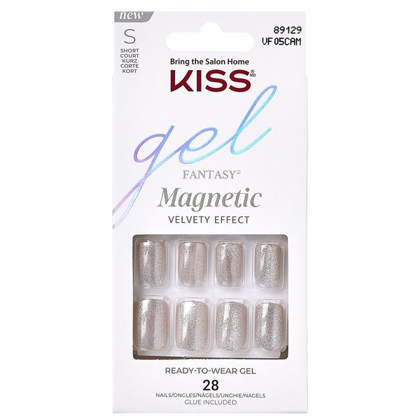 „Kiss Gel Fantasy Magnetic Velvety Effect“ paruoštas naudoti gelis, dailūs nagų lakai<br>28 vnt.