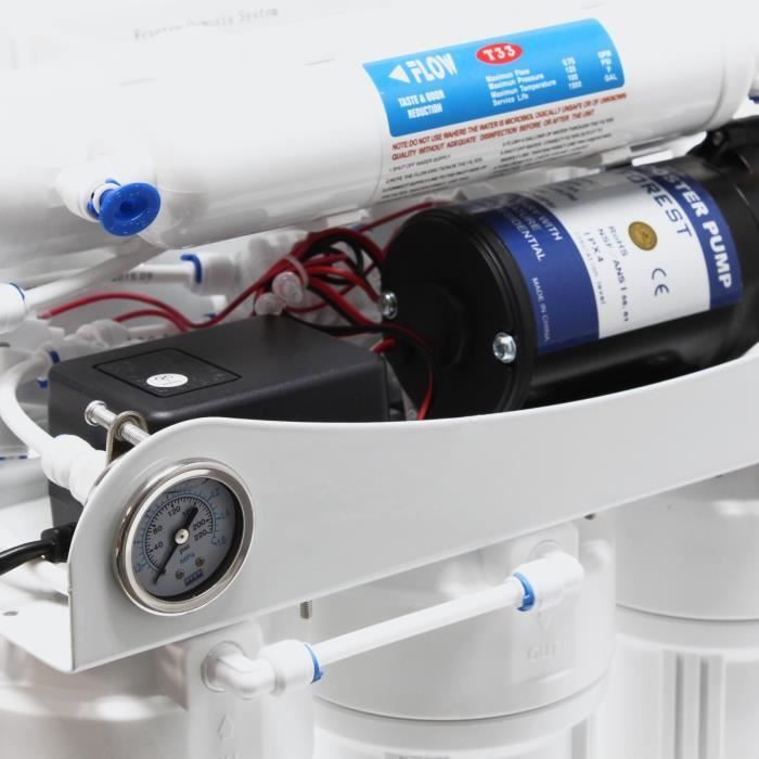 Naturewater 5-etapes osmose inverse 180l/jour pompe de surpression, manomètre