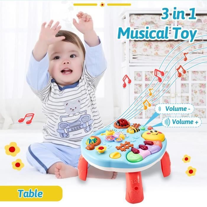 Mesa de actividades musical para bebés de 1 año, juguete de aprendizaje temprano para niñas, juegos musicales educativos, regalo para bebés de 12 a 18 meses (niñas y niños).