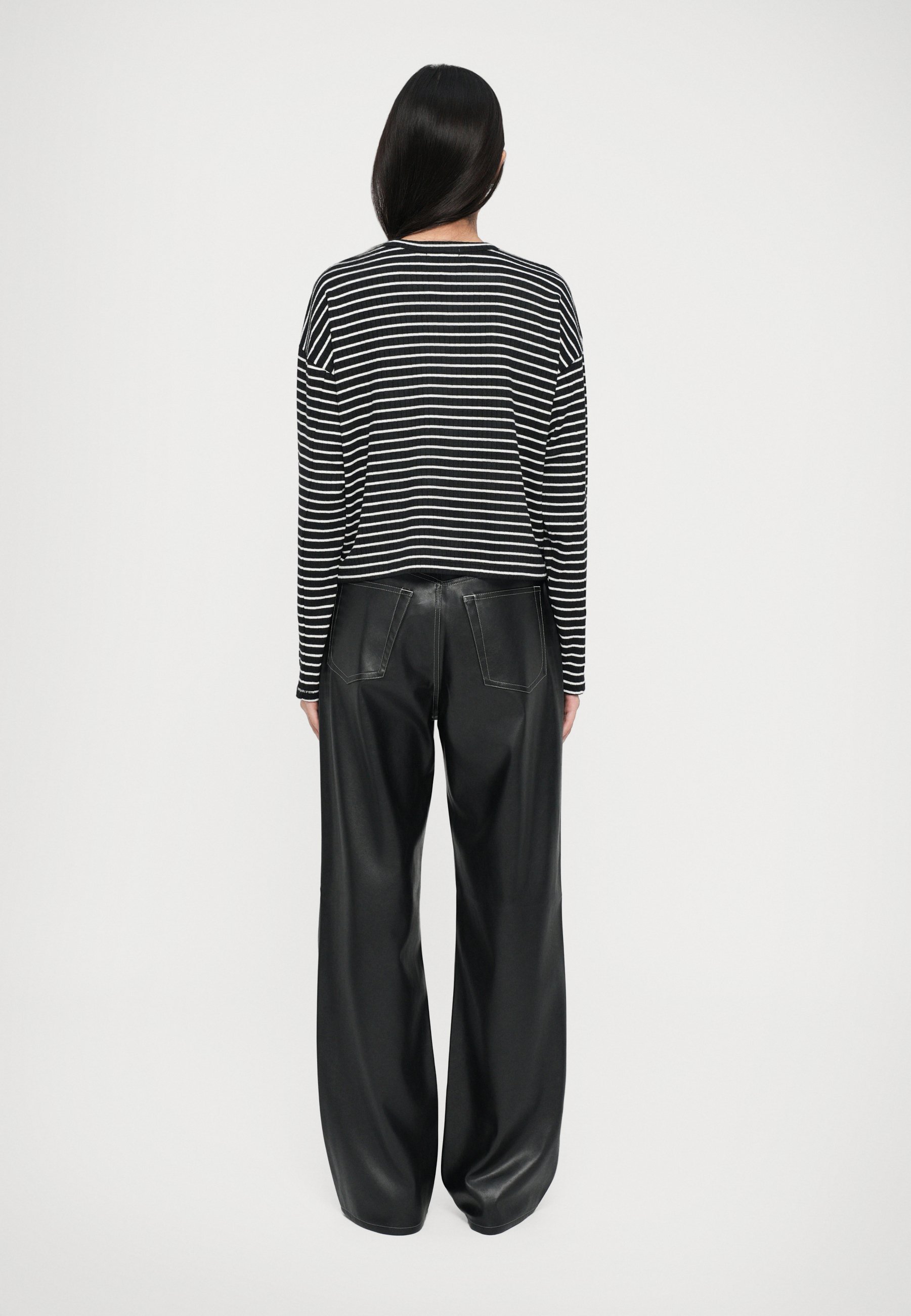 rag & bone STRIPE CREWNECK Pullover - schwarz