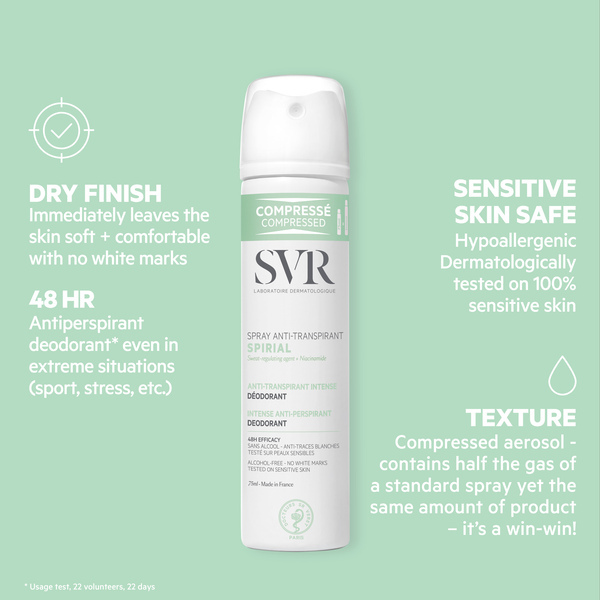 SVR SPIRIAL Komprimovaný 48hodinový antiperspirant deodorant, 75 ml