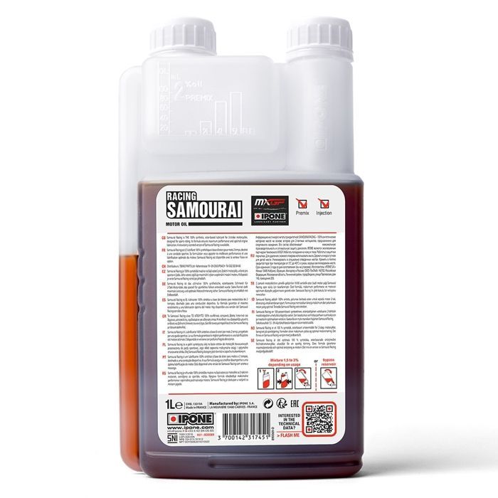 IPONE - 100% synthetische 2-takt Samurai Racing motorolie - Aardbei 1L