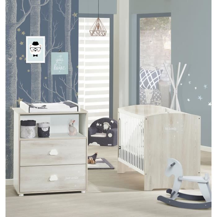 Set completo per cameretta neonato - Lettino 120x60 e fasciatoio - PREZZO BABY - SMILE - Frassino e faggio