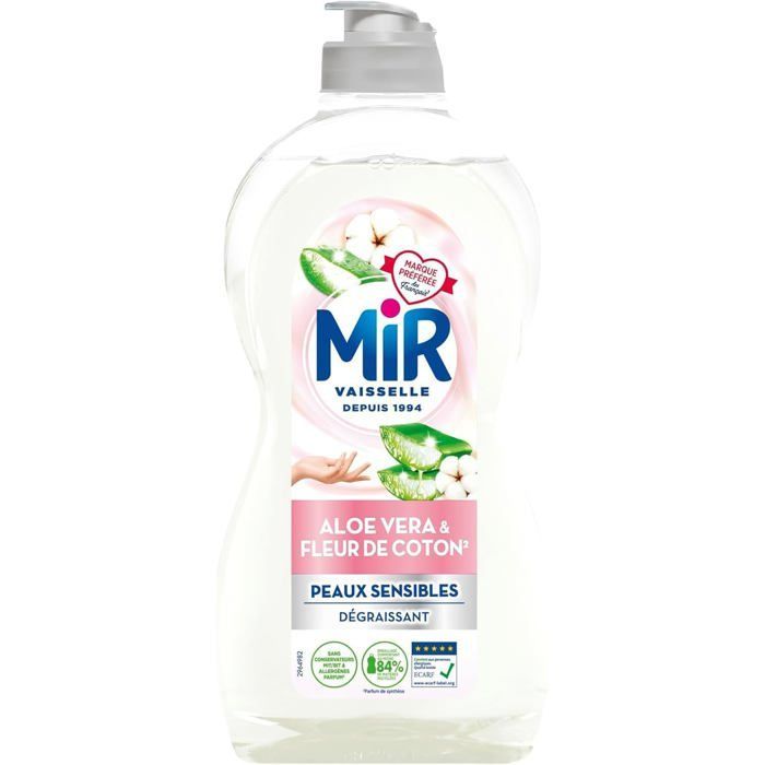 Liquide Vaisselle - Mir - Aloe Vera & Fleur de Coton - Lot de 8 - 450ml