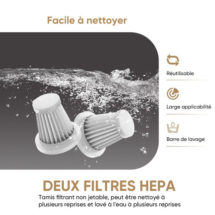 Aspirateur à Main,16000 Pa Aspirateur Voiture Puissant sans Fil, Portable USB Rechargeable, pour Voiture Animaux Maison, Argent