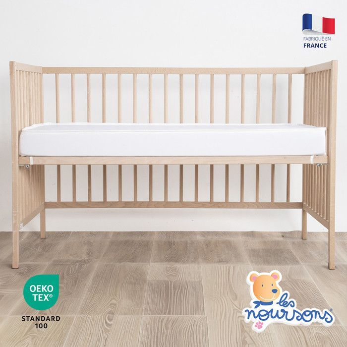 BEBÉS - Colchón para bebé 60x120 cm - Reversible - Oeko-Tex® - 2 años de garantía - Fabricado en Francia