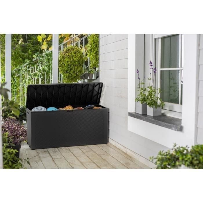 Lot de 2 coffres de rangement - KETER - Emily - Extérieur - Résine - 270 L - Gris
