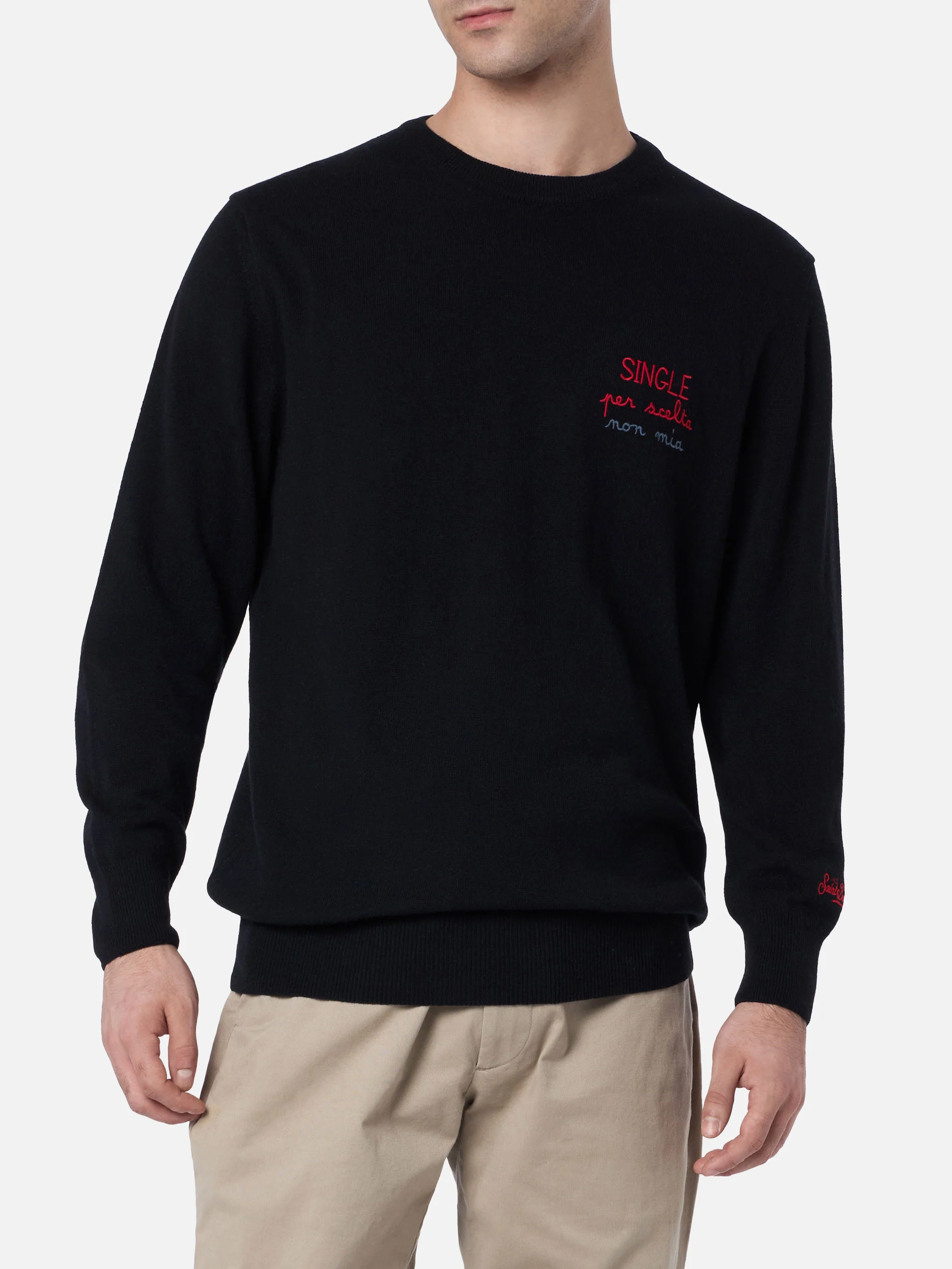 Heron Herre Sort Sweater med Enkelt Broderi fra Choice Not My Own