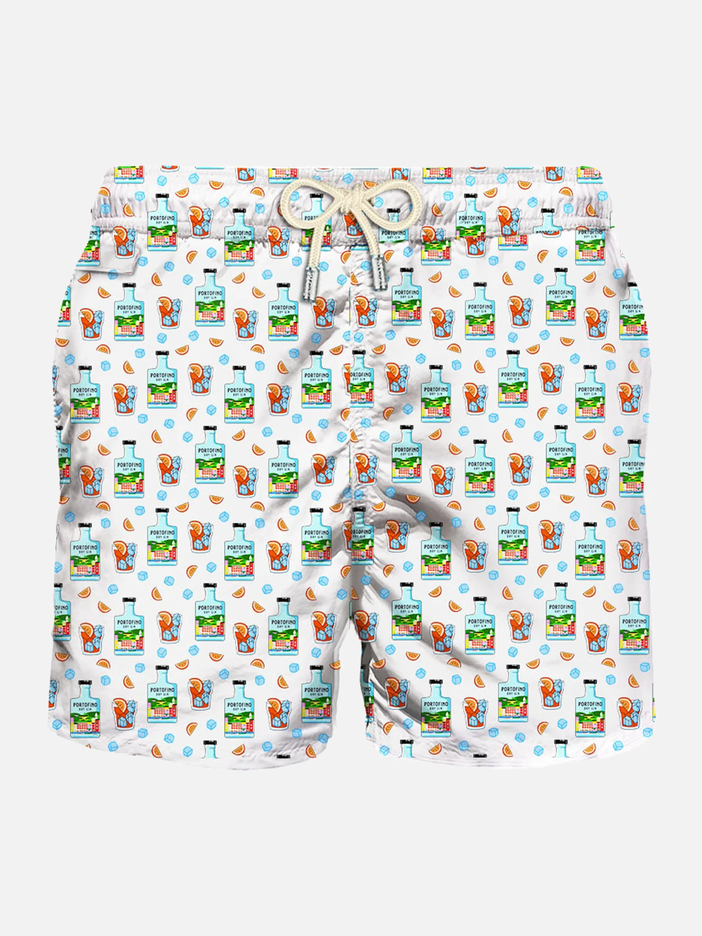Costume da bagno da uomo in tessuto leggero con stampa Portofino Dry G