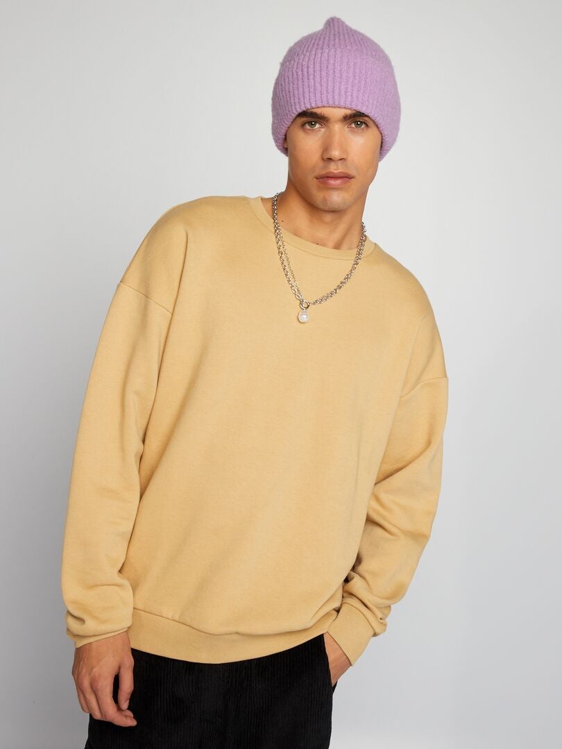 Effen fleece sweatshirt - BEIGE