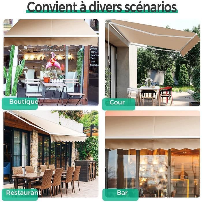 GOPLUS Uitschuifbaar zonnescherm met slinger, handmatig te bedienen zonnescherm met PA-coating, aluminium frame voor zonwering, 245x200 cm, beige