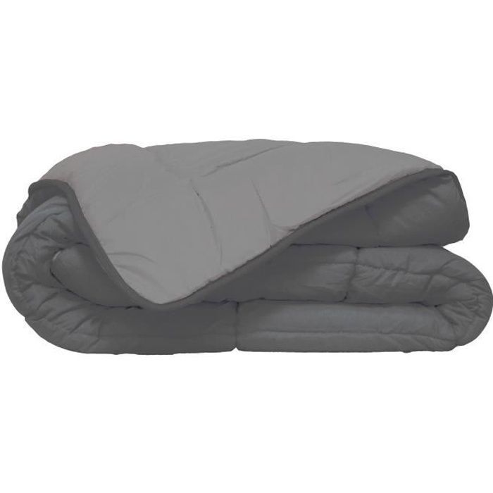 CALGARY - Edredom de Microfibra Quente 400g/m² - Cinza e Prata - 240 x 260 cm