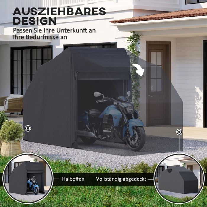 Abri moto rétractable avec fenêtres en maille FloraGrace