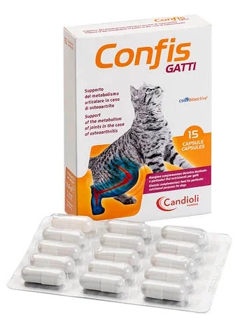 CANDIOLI Confis Cats 15 cápsulas Alimento suplementar para gatos com osteoartrite