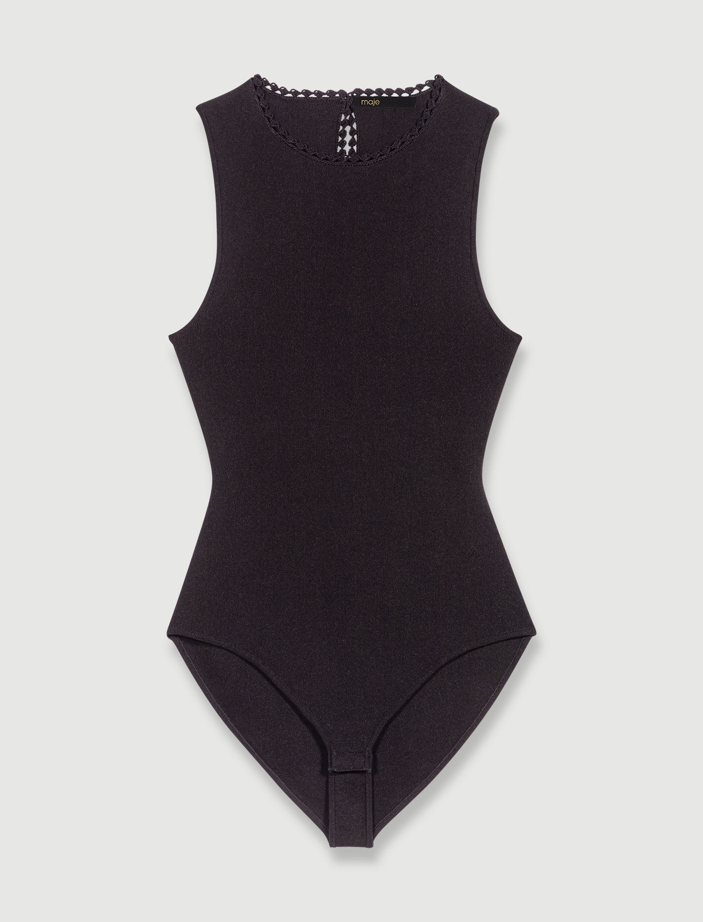 Gebreide bodysuit met uitsparingen - Zwart
