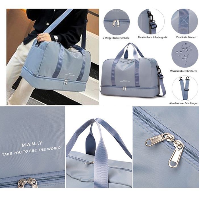 Sac de sport - GIGICIAL - Pliable - Compartiment à chaussures - Compartiment humide - Hydrofuge