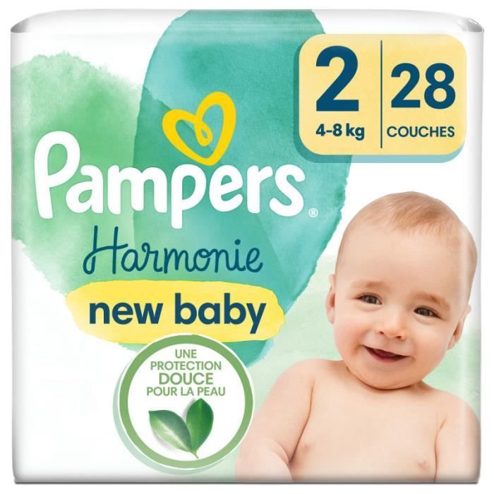 Couches Harmonie Taille 2 - Pampers - 28 Langes - Blanc - Oui - Gamme Harmonie