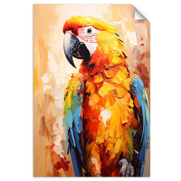 Plakat samoprzylepny do salonu sypialni Feeby Kolorowa Papuga Ara 20x30