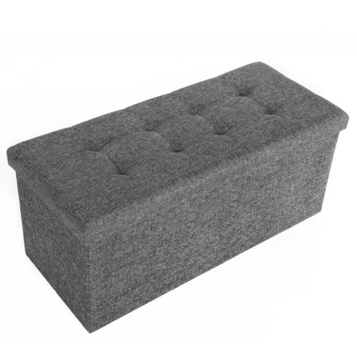 Sofá otomano iztoss con almacenamiento - Gris - 110 x 38 x 38 cm - Piel sintética - Máx. 300 kg
