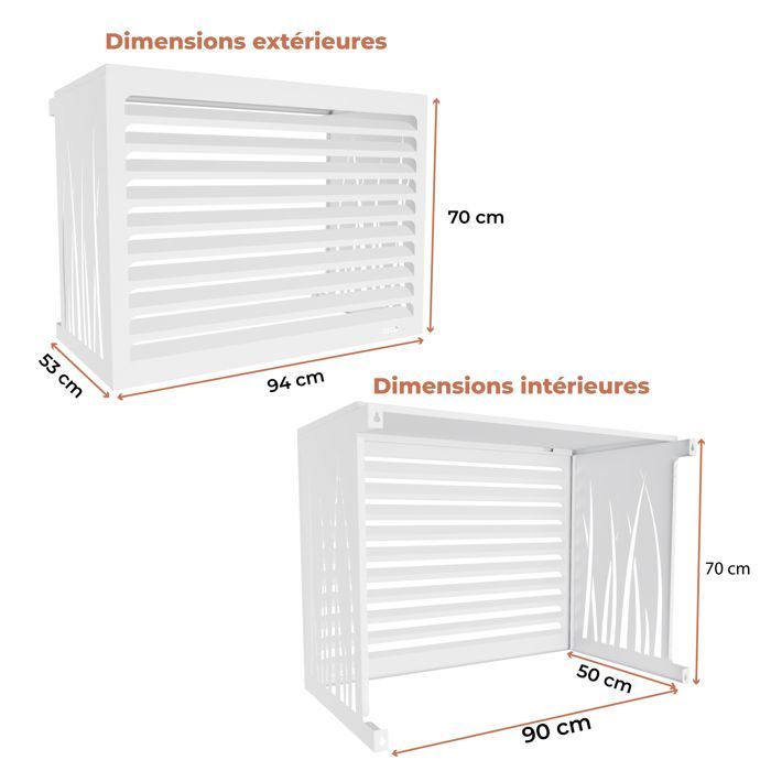 DECOAIRCO - Cubierta metálica para unidad exterior de aire acondicionado - Cubierta para aire acondicionado, bomba de calor, protección de unidad exterior - Talla S - Blanco