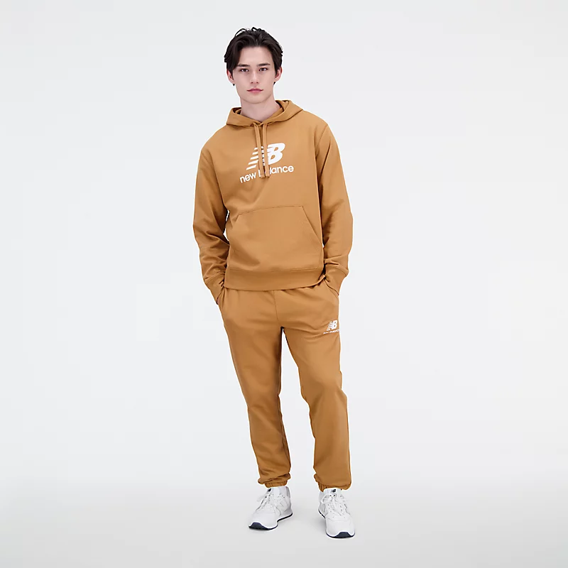 Men's Stacked Logo Essentials Terry Knit Hoodie - TOBACCO