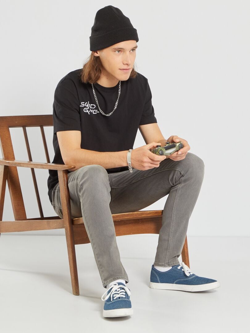Obcisłe jeansy z elastycznego denimu - SZARE