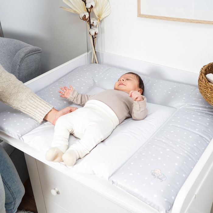 Cambiador - TOTSY BABY - 72 x 75 cm - Gris claro - Lavable y cómodo