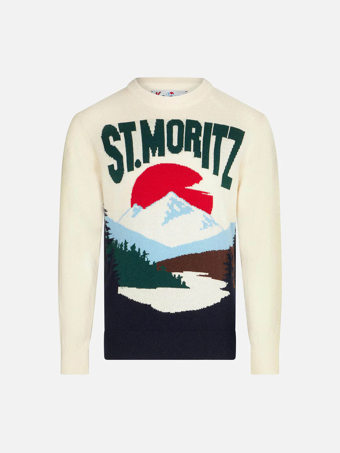 Witte St. Moritz trui met jacquardprint voor jongens