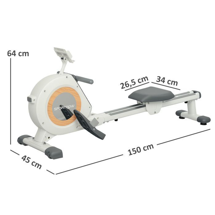 Vogatore magnetico - SPORTNOW - 16 livelli di resistenza con schermo LCD e supporto per telefono - Riponimento verticale